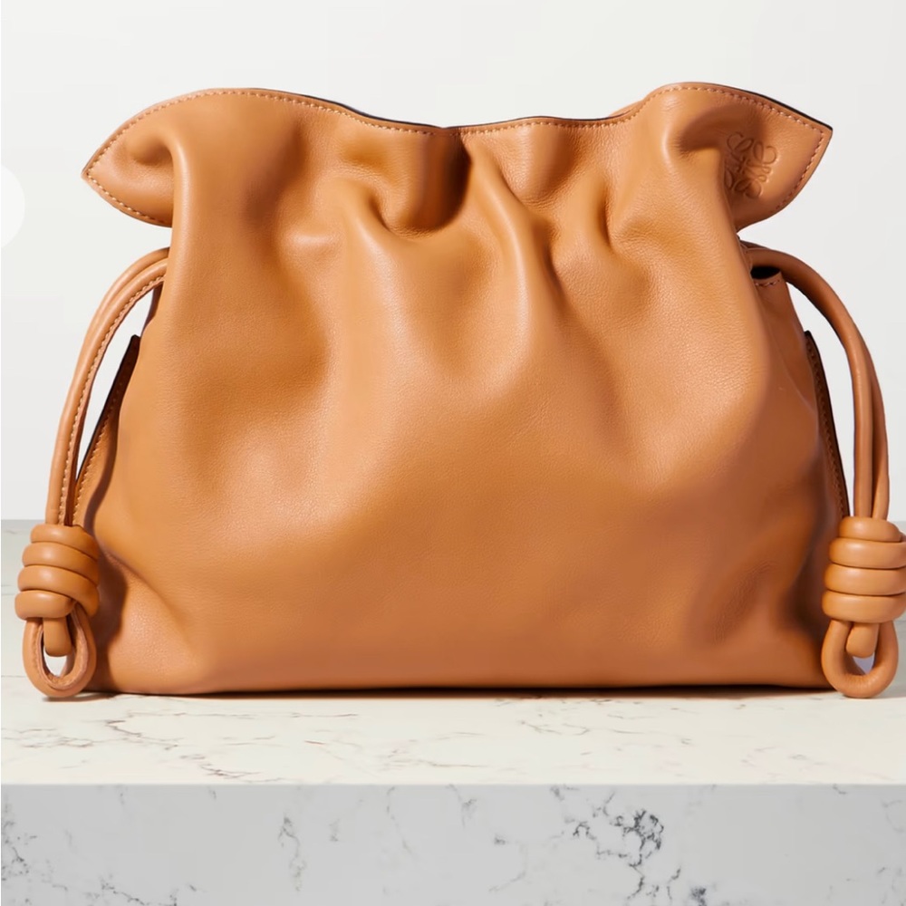 Loewe Flamenco Knot Leather Clutch in Desert